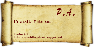 Preidt Ambrus névjegykártya